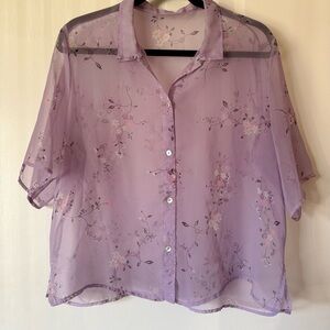 Floral Sheer Purple Blouse